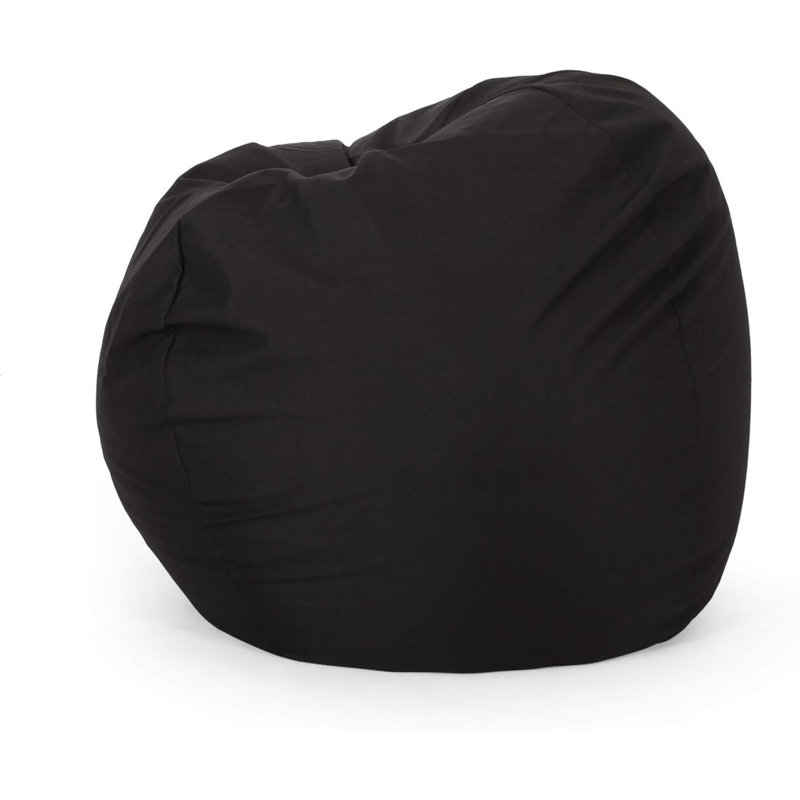 Bean Bag Chair For Lounge, 25.05" H x 34.05" W x 34.05" D, Black Polyester