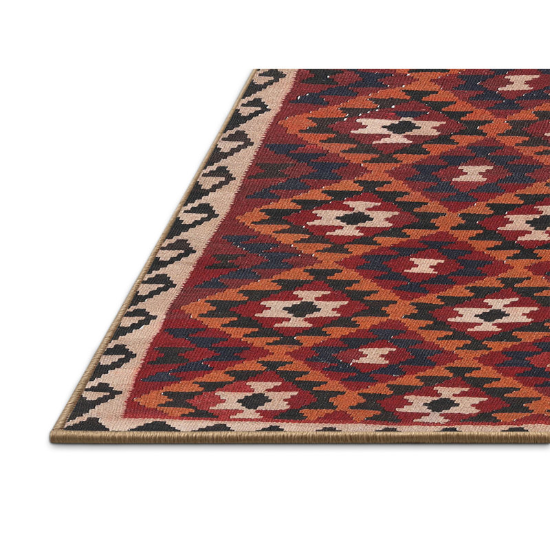 Tapis décoratif rouge Wymer Southwestern, Rectangle 5 pi x 8 pi
