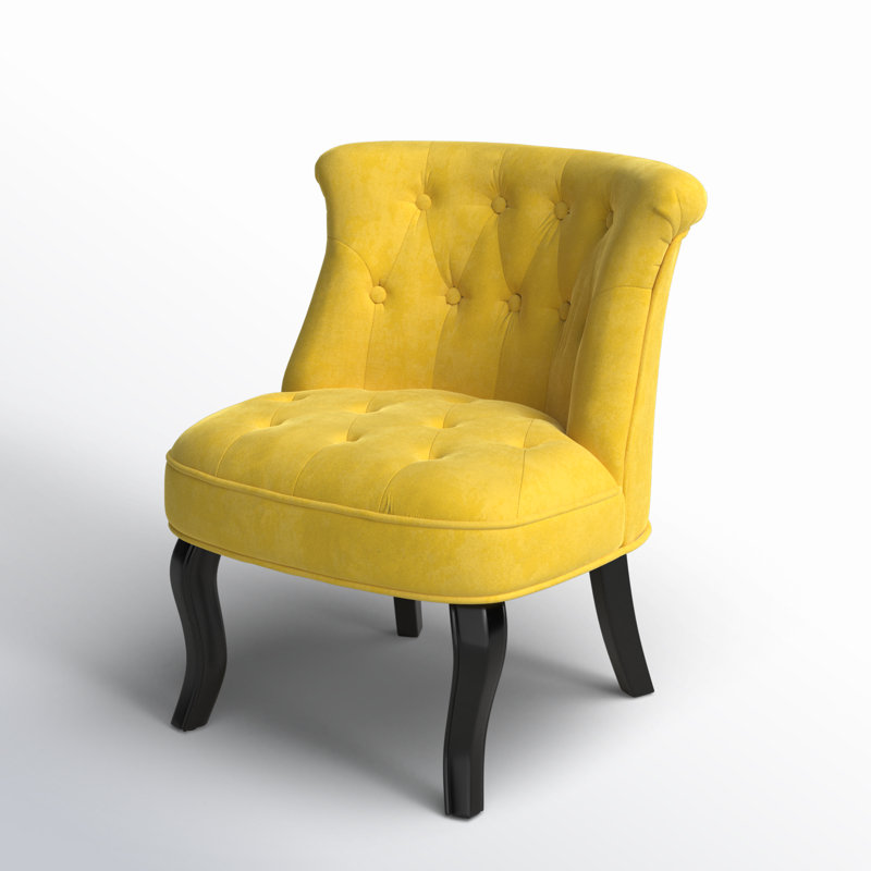 Grenier Traditional Velvet Upholstered Wingback Side Chair with Button-Tufted, Yellow Velvet