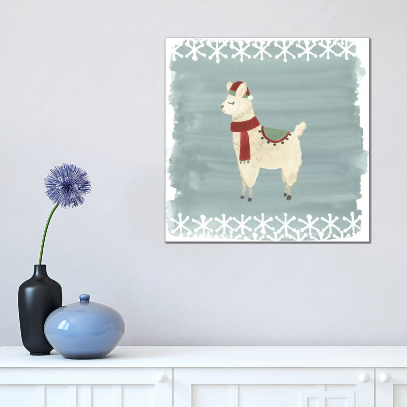 Winter Wonder Llama II by June Erica Vess - Wrapped Canvas Painting, 45.72 cm H x 45.72 cm W x 1.91 cm D
