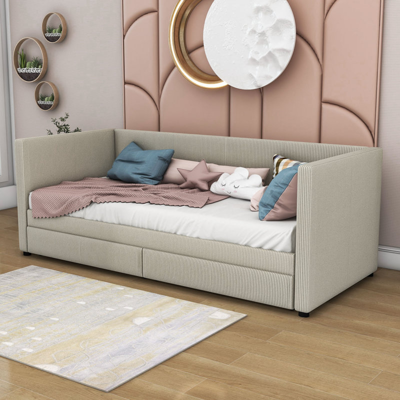 Arij Upholstered Corduroy Daybed, Beige