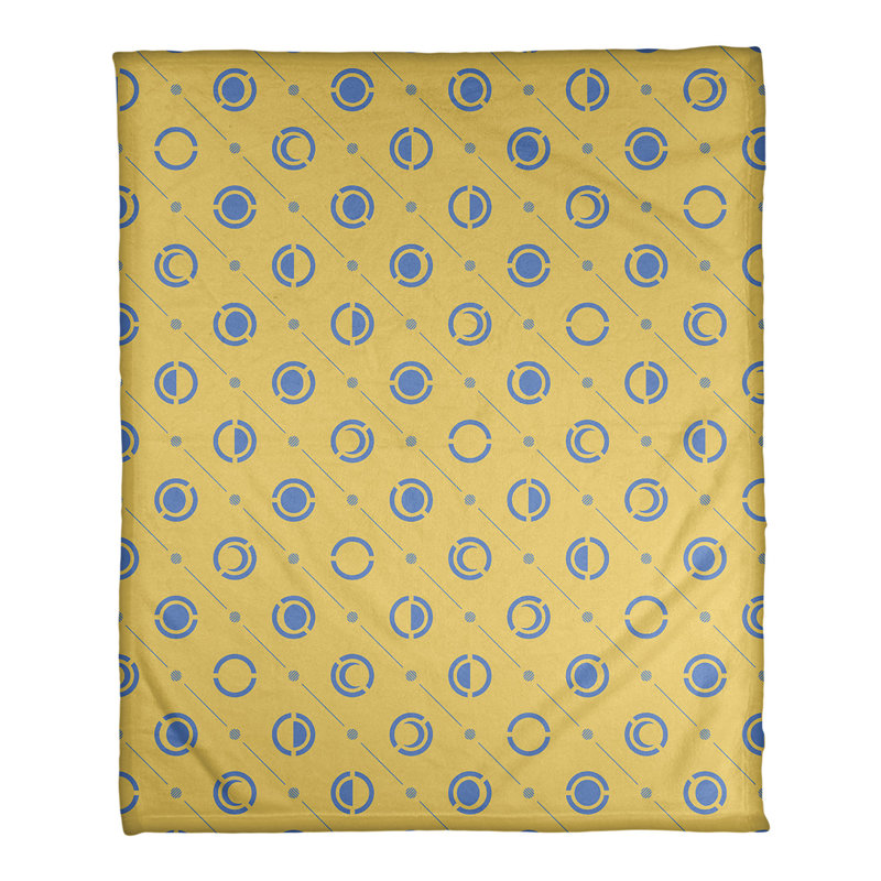 Couverture polaire moon phases, l 50 po x L 60 po, Jaune / Bleu ciel