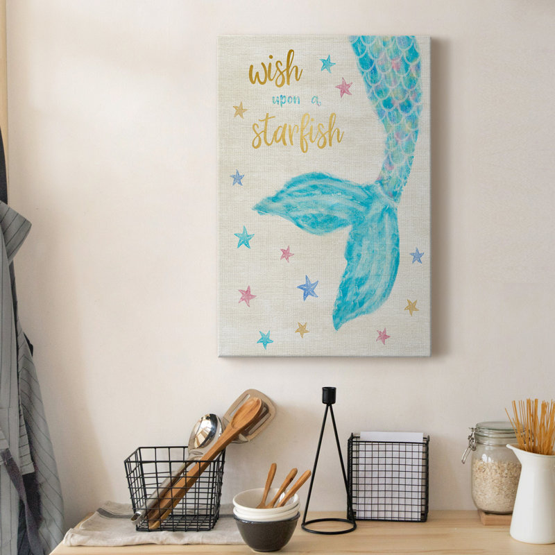 «Mermaid Wish» - peinture sur toile tendue, H 60 po x l 40 po x P 1 po