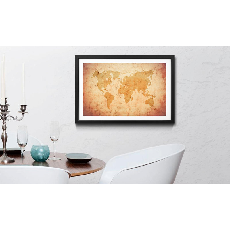 Weltkarten Old Map Of The World - Single Picture Frame Print, 60cm H x 80cm W x 2.2cm D