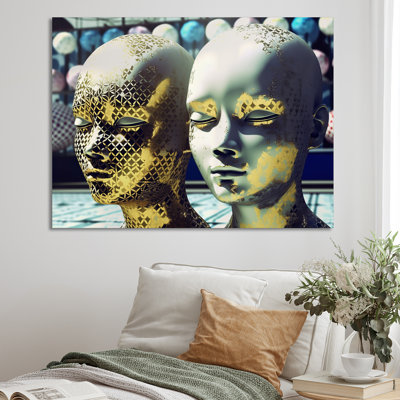 «Minimalisme Golden Sculpture Sci-Fi Woman» sur toile imprimée