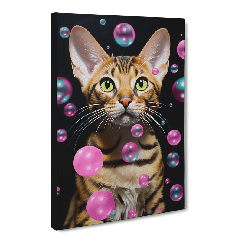 Bengal Cat Bubble Gum - Wrapped Canvas, 60cm H x 40cm W x 3cm D