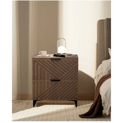 Table de chevet moderne à 2 tiroirs - Table de chevet polyvalente avec rangement spacieux