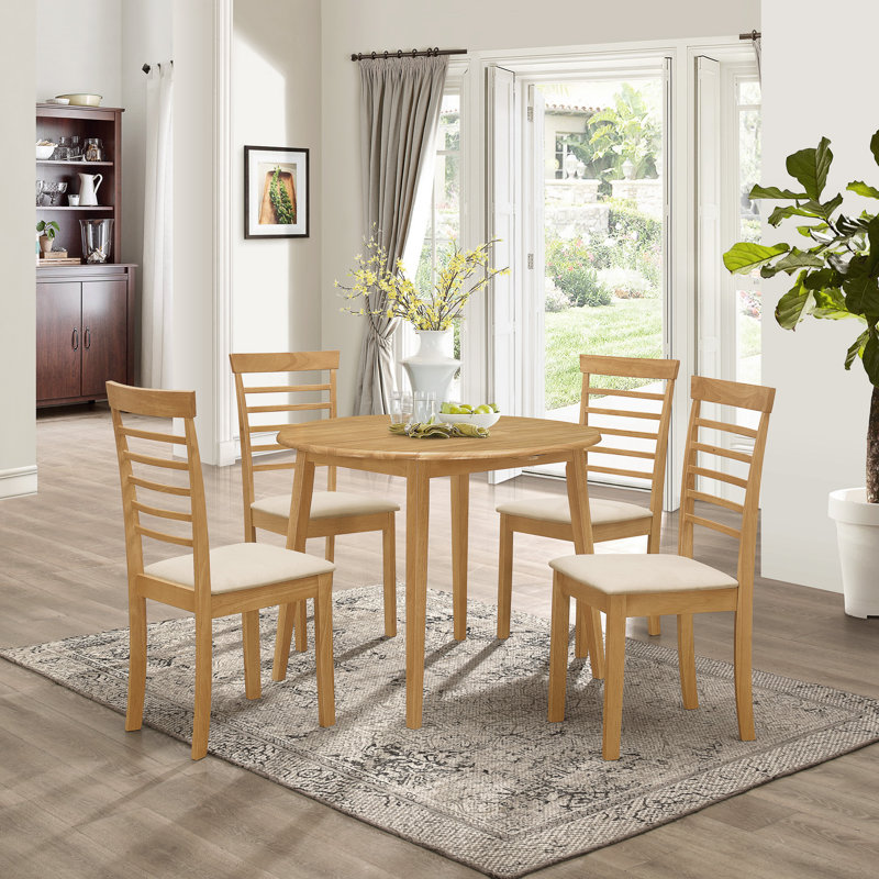 Ahwahnee 4 - Person Drop Leaf Dining Set, Light Oak/White, Light Oak