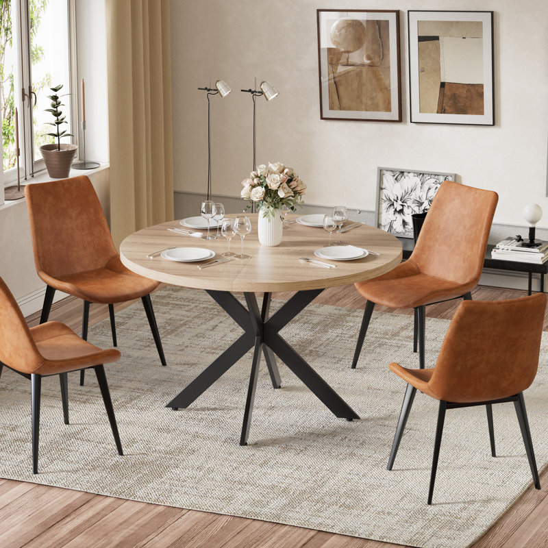 Ensemble de table de salle à manger 47,2 "pour 4 personnes, tables de cuisine et de salle à manger avec table basse et 4 chaises Mesa De Comedor Redonda