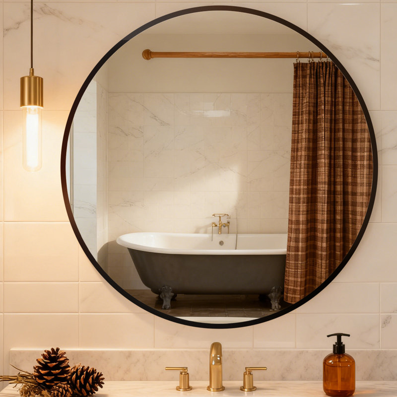 Miroir rond Garber, Noir, 36 po x 36 po
