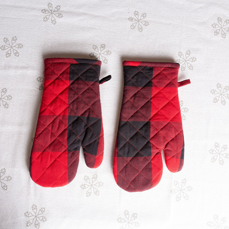 FabStyles Checkered Cotton Oven Mitt Set