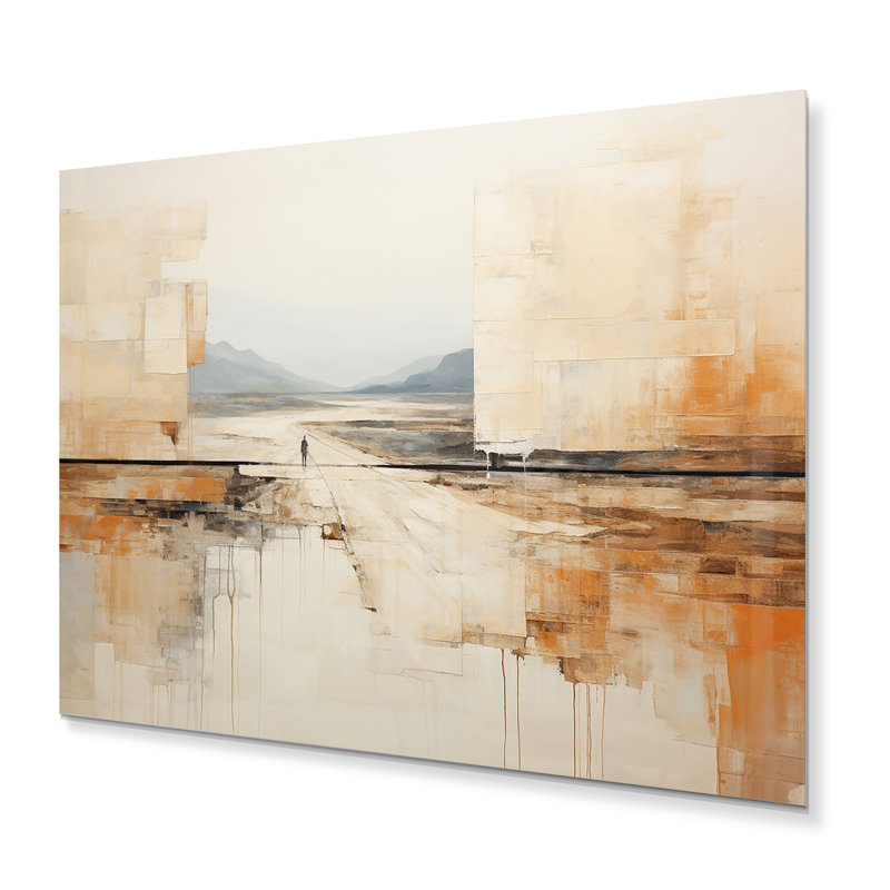 «Abstract Beige Brown Road Collage I» sur, H 16 po x l 32 po x P 1 po