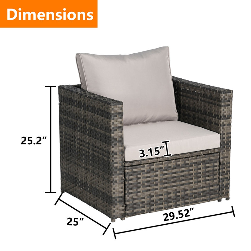 Outdoor Patio Furniture Sets Garden Rattan Chair Wicker Sofa Load 360 LBS 2 Person Seating Group, Light Gray