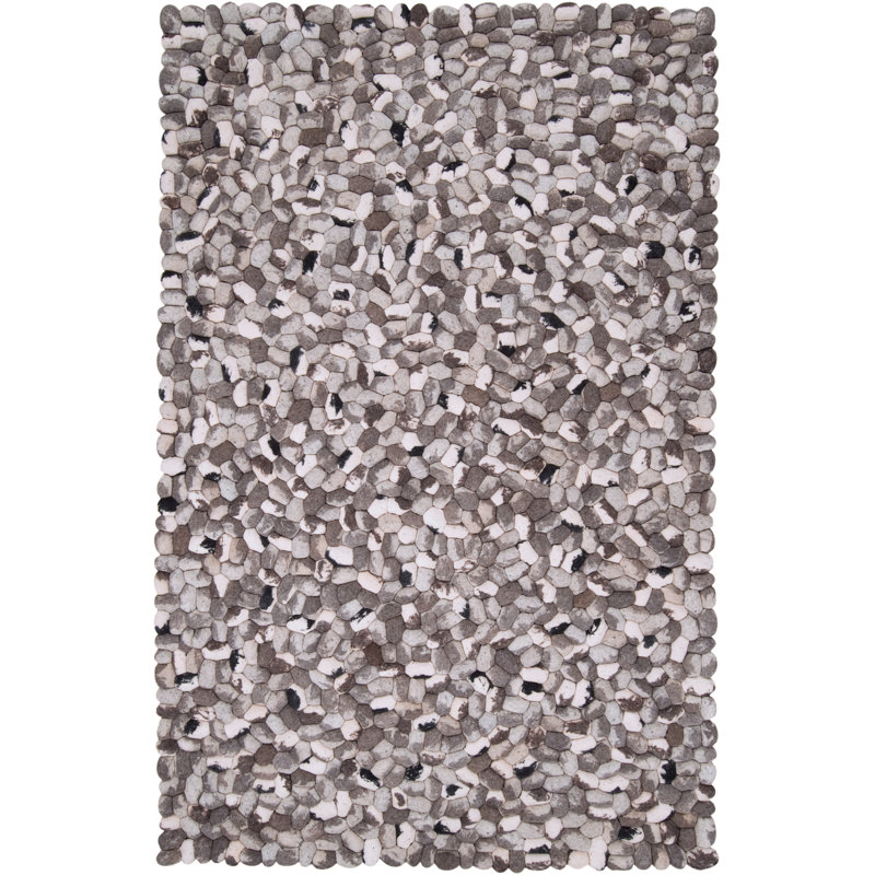 Tapis gris en laine tissé à la main Bartletto, Rectangle 3 pi 6 po x 5 pi 6 po