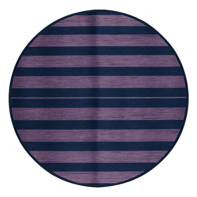 Machine Washable Horizontal Stripes Blue Area Rug