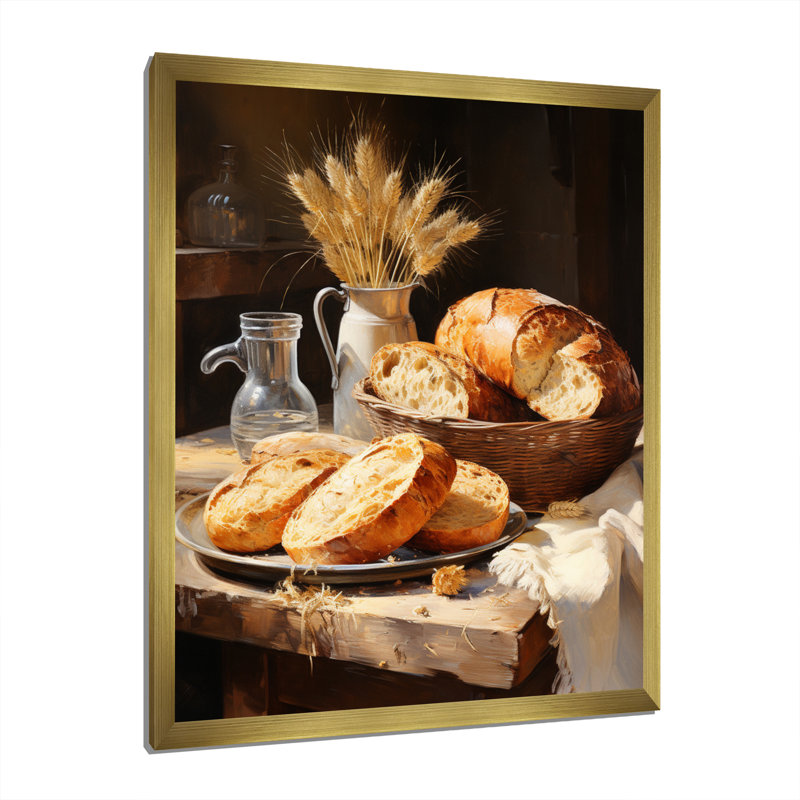 Tellson " Food Breads A Rustic I ", Gold Picture Framed, 32" H x 16" W x 1" D