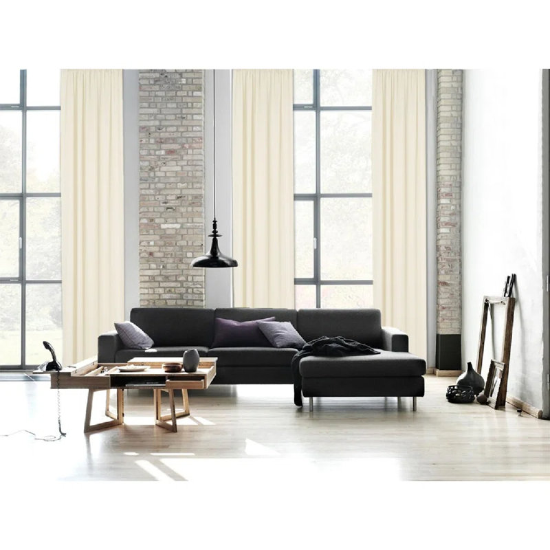 Lined Blackout Extra Long & Extra Wide Custom Made Decorative Single Panel Curtain, Ecru, 100" W x 120" L