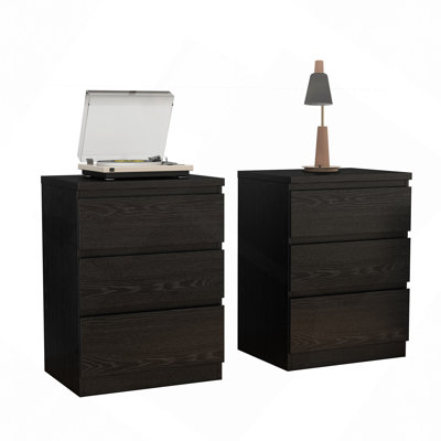 19.7" Nightstand With 3 Drawers,Set Of 2,Beside Table With Drawers Handle Free Design,Thickened Top Plate,Small Side Table Storage Cabinet 3 Drawer Night Stand For Bedroom,Living Room