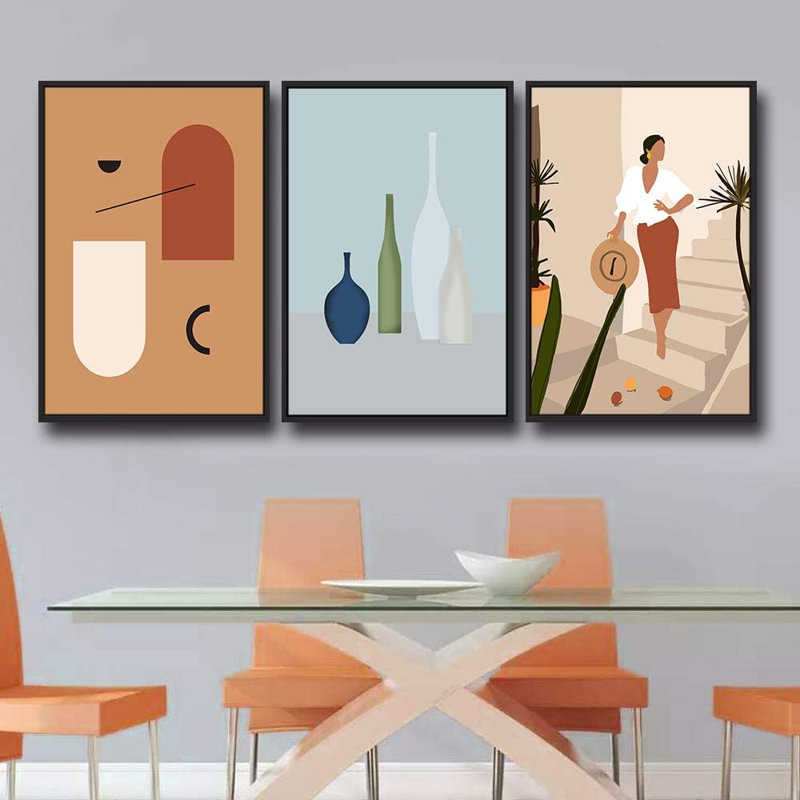 3 pièces, cadre flottant, impression sur toile, Noir, H 24 po x l 48 po x P 1,5 po