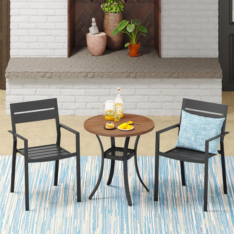 Rares 2 - Person Patio Dining Set with Round Table, Brown