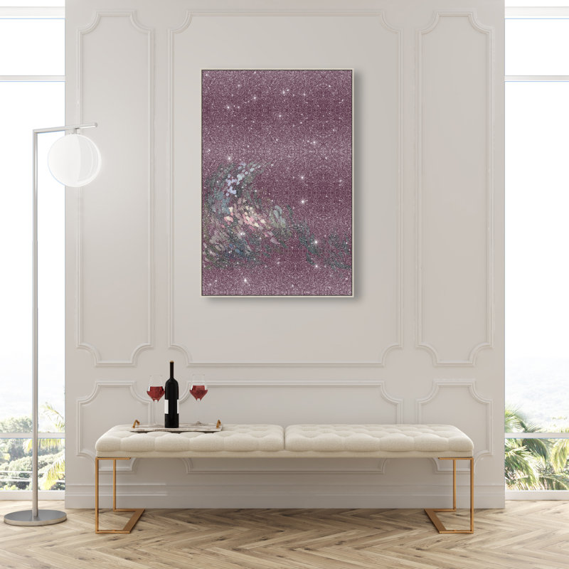 A Spring Wave Abstract Canvas Print by Oliver Gal, Black Frame, 10 x 15, 31"H x 46"W, Silver Floater Frame