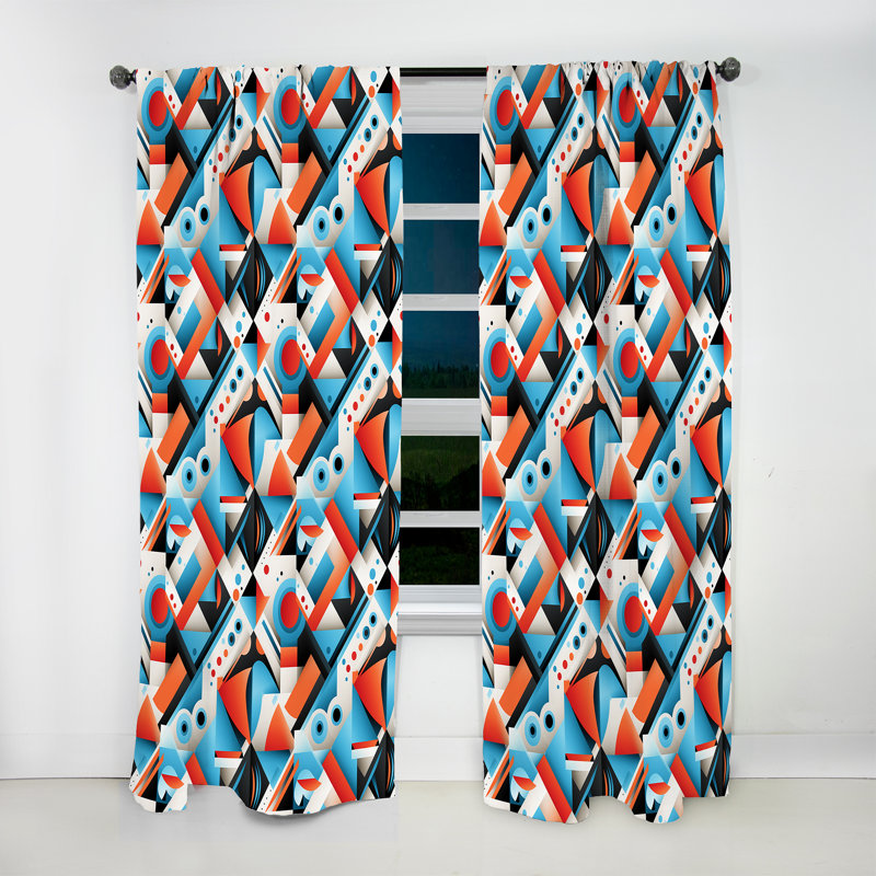 Rideaux en velours moderne et obscurcissant Pihu Popart Trendy IV - rose et bleu Pihu, L 52 po x L 120 po