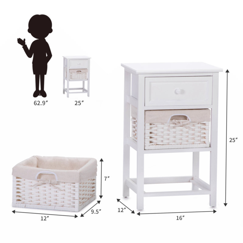 Andreaz 15.7'' W Solid Wood+MDF Nightstand