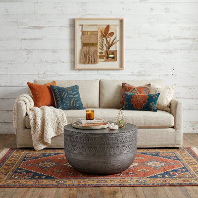  Table de bout tambour moderne en métal argenté 18 po