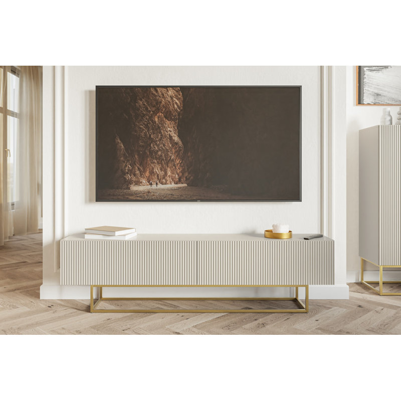 Dikomo Unfinished TV Stand for TVs up to 75, Beige