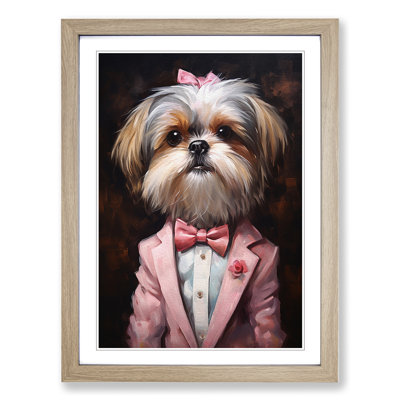 Shih Tzu in a Suit Painting - Framed Print