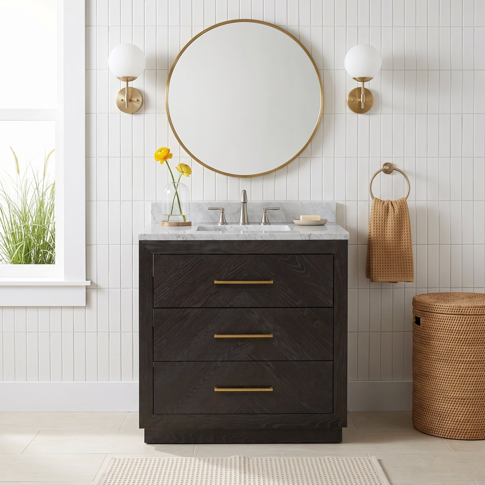 Rumalda 36'' Single Bathroom Vanity, Dark Oak