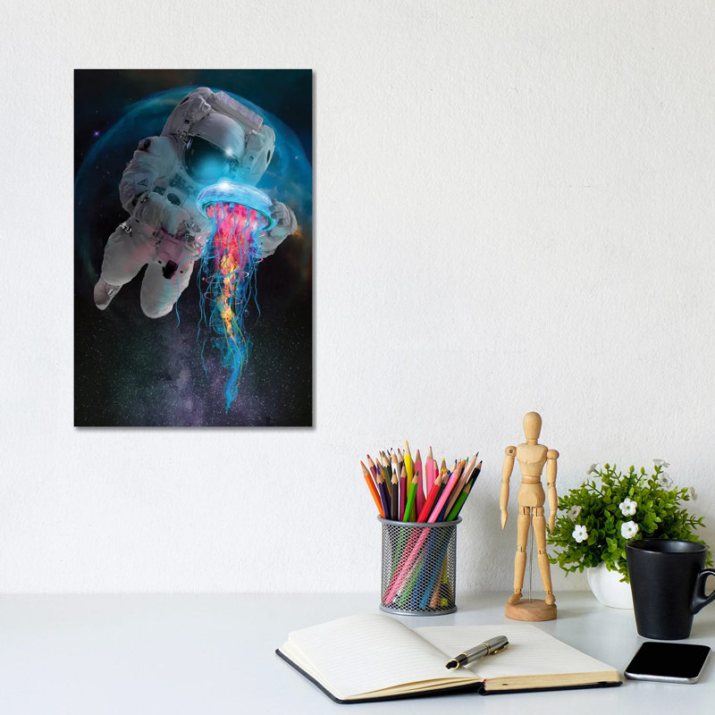 Space Jellyfish by David Loblaw - Print on Canvas, Wrapped Canvas, 20.32 cm H x 30.48 cm W