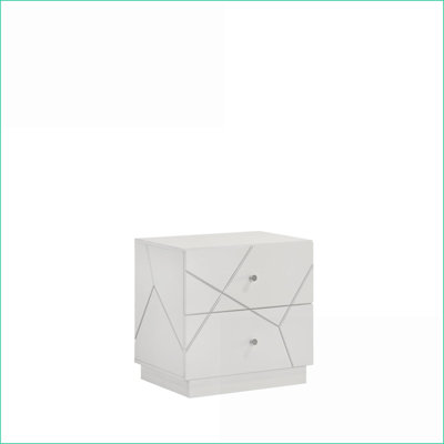 Modern Lacquer Nightstand with Velvet-Lined Drawers &amp; Geometric Design