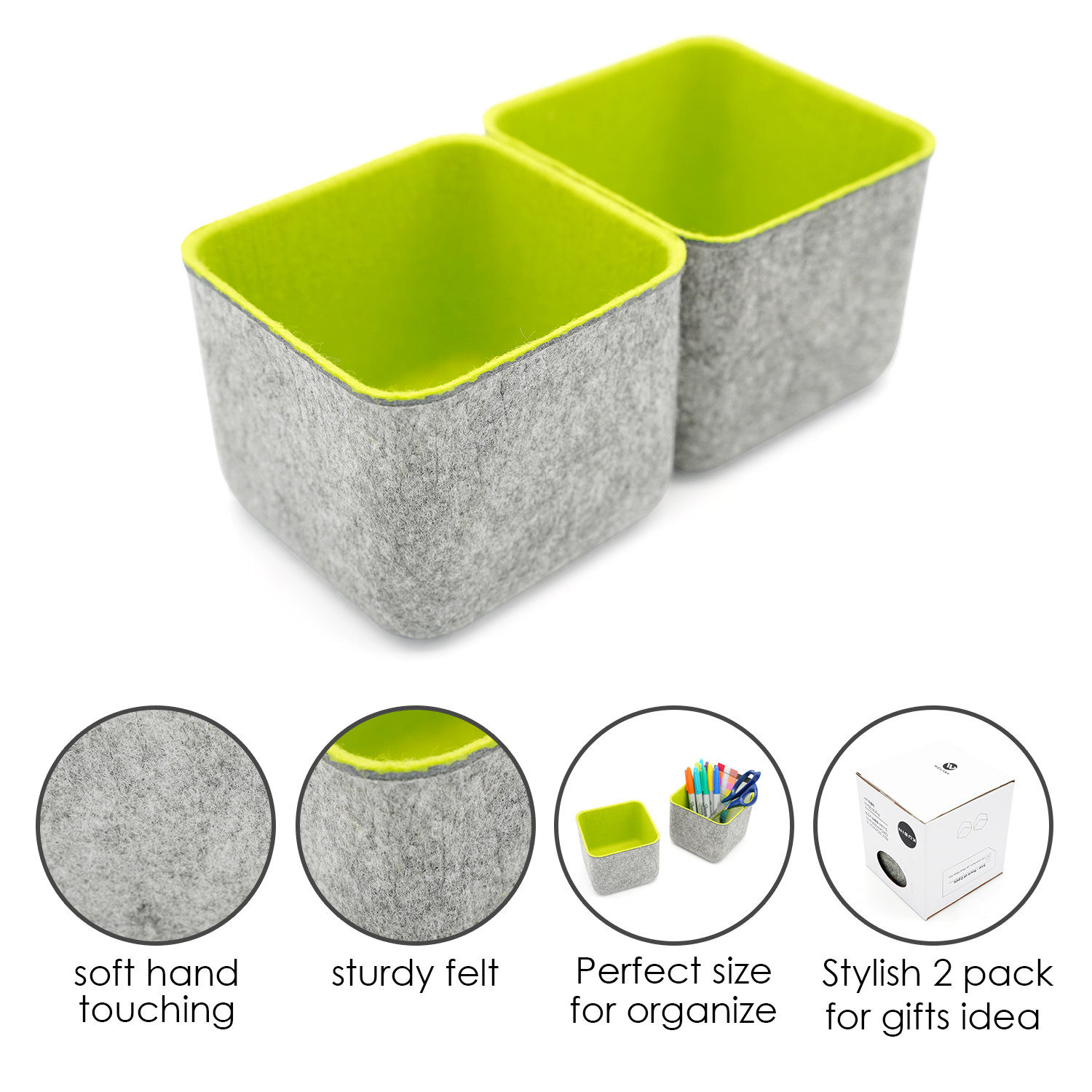 Reuben Felt Desk Organizer, Spring Green