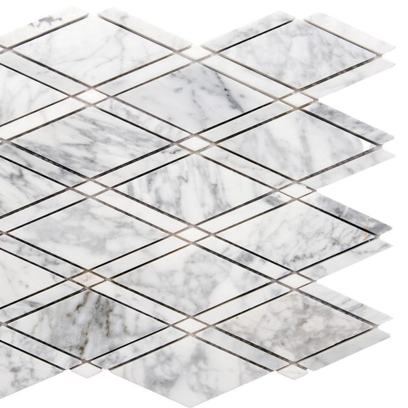 Santorini 13.75" x 13.88" Diamante Marble Grid Mosaic Wall Tile, White