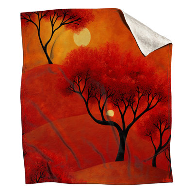 Sunset Landscape Fleece Throw Blanket - Nature Throws for Sofas or Beds