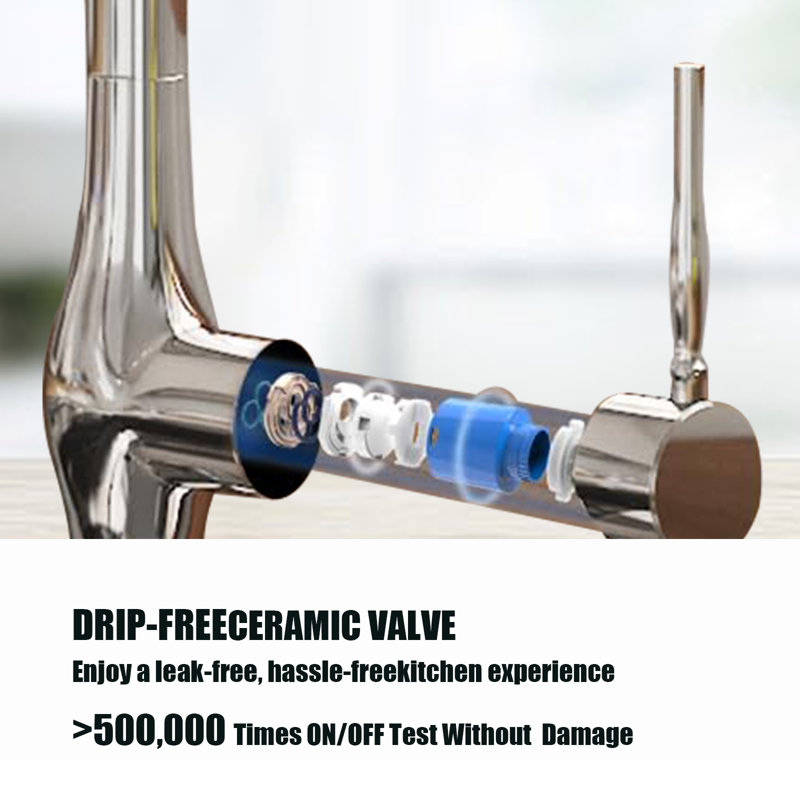 Double-Head Stainless Steel Kitchen Faucet With Pull-Down Nozzle, Single Handle High-Pressure Kitchen Sink Faucet, Chrome
