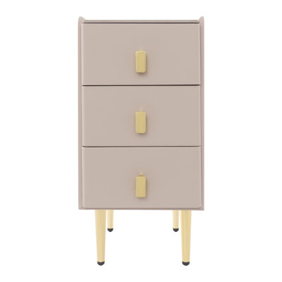 Narrow Solid Wood Nightstand With 3 Drawers Bedside Table For Bedroom