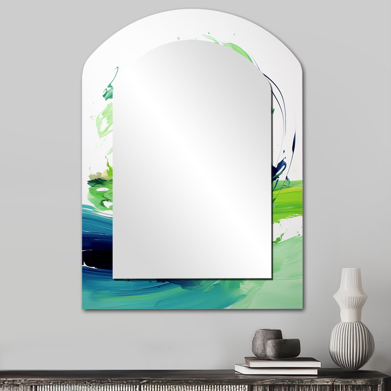 Miroir mural vert et bleu, 34 po x 25 po