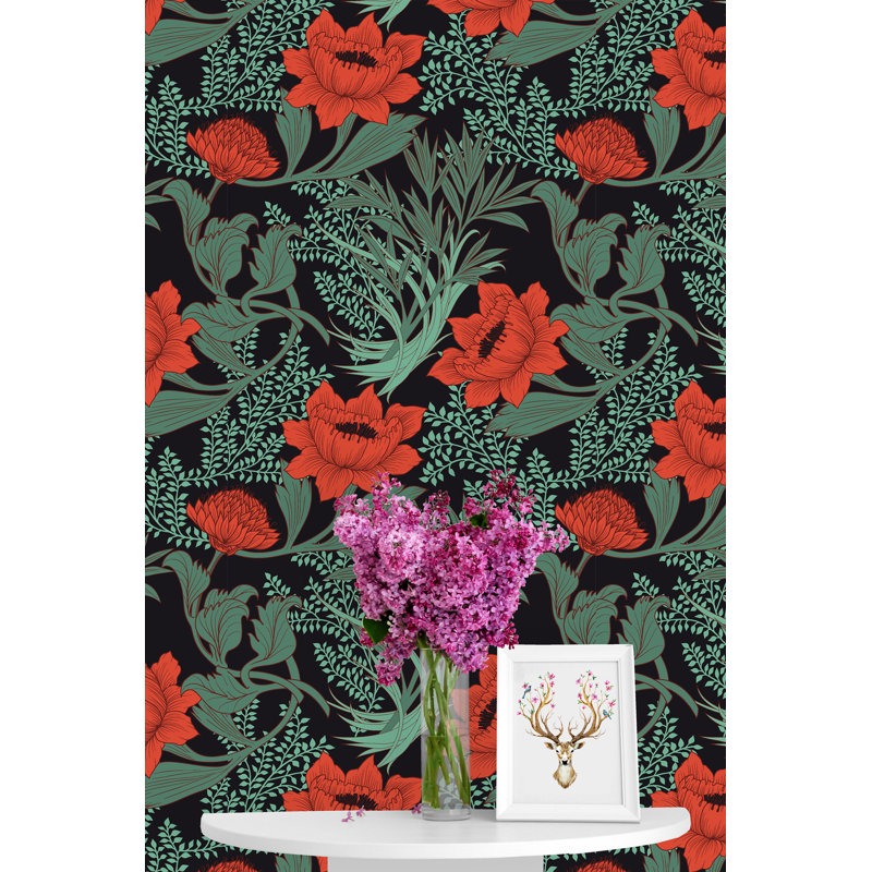 Panneau de papier peint adhésif Thiel Poppies, L 50 po x l 25 po