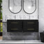Ensemble de meuble-lavabo mural 24 po avec lavabo, deux tiroirs, lavabo en céramique, assemblage facile, poignée longue en métal doré, 2 tiroirs de rangement, noir brillant-122599386