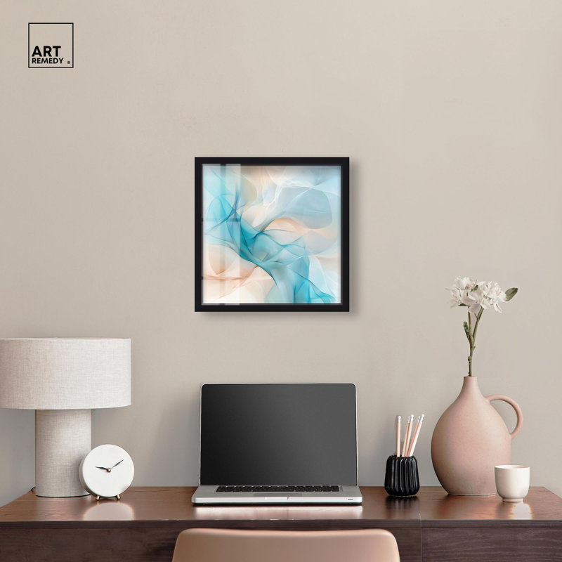 «Quori I Shadowbox Print», art abstrait bleu par Art Remedy, H 17 po x l 17 po, Noir