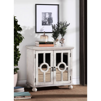 Modern Accent Chest With Antique White Finish And Bedroom Cabinet Pendant Pull Handles