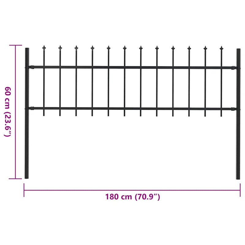 Raziya 2D Garden Picket Fence Panel, 0.6m H x 1.8m W