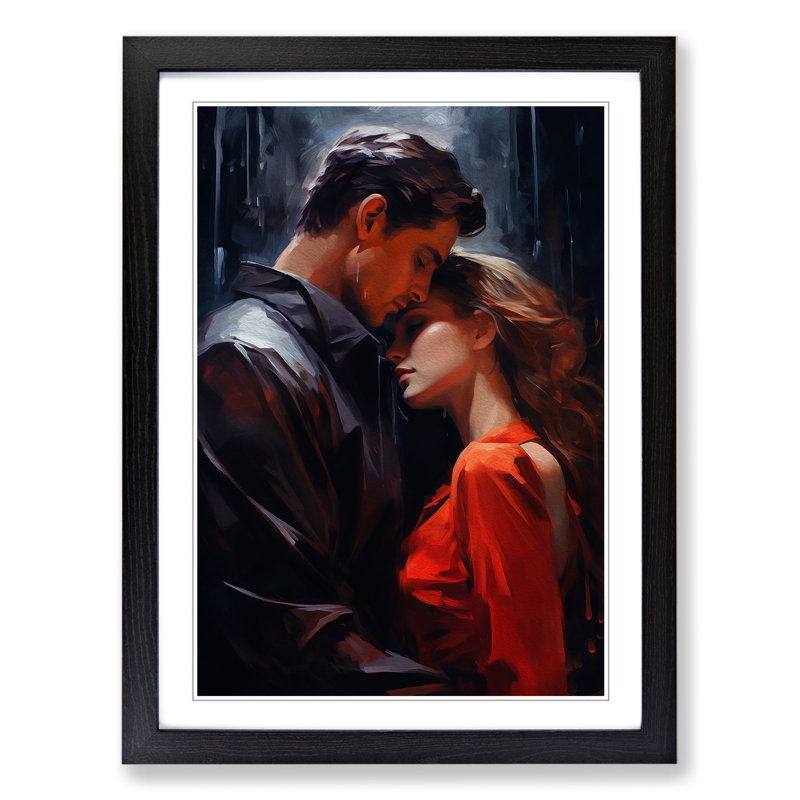 Lovers Tachisme Art - Framed Print, Black Framed, 46cm H x 34cm W x 2cm D