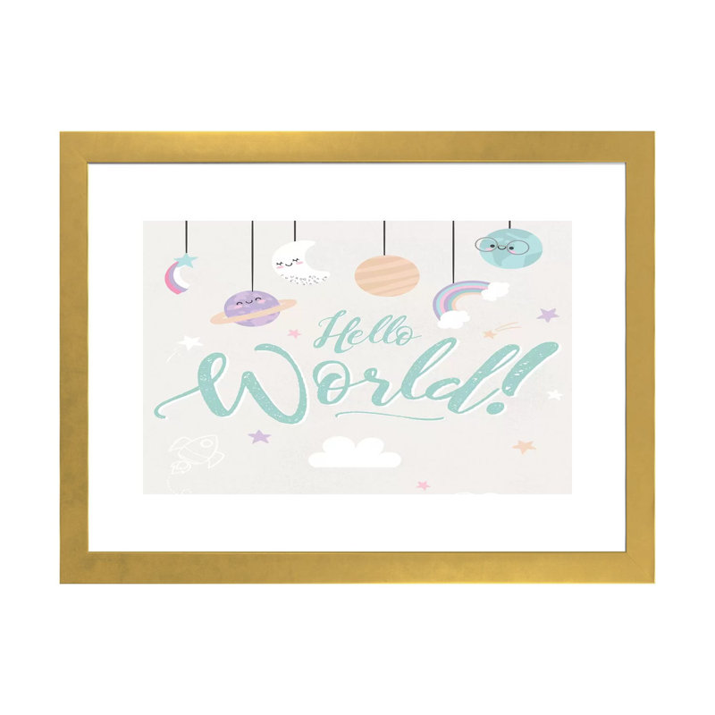 «Baby Beyond Cute I» par Angela Nikeas - impression d'art graphique, Blanc, H 16 po x l 24 po x P 1 po, Papier encadré doré