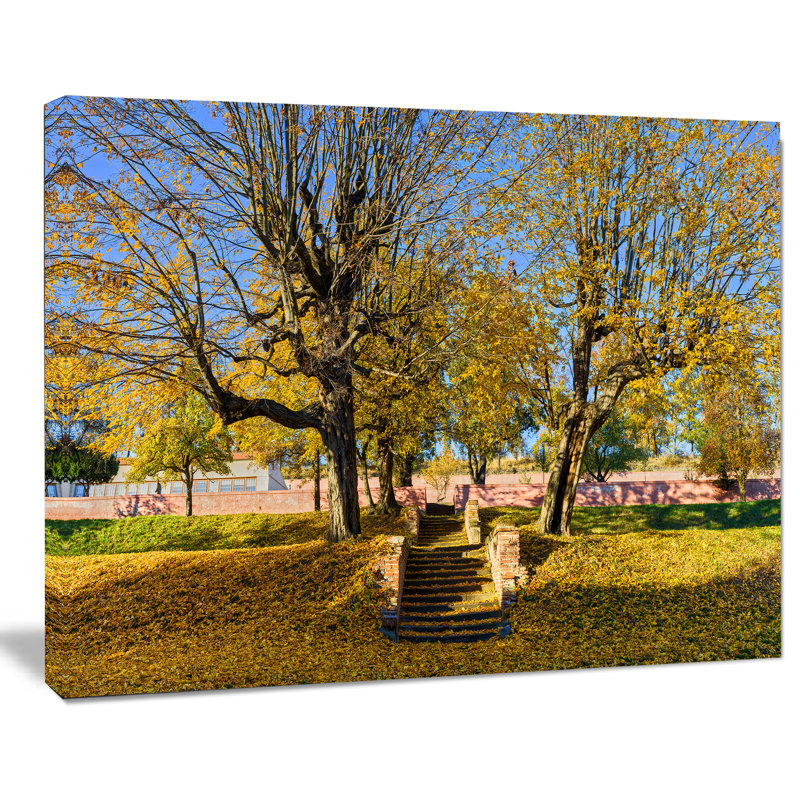 «Stone Stairs in Park in Fall», reproduction de photo, H 30 po x l 40 po x P 1 po