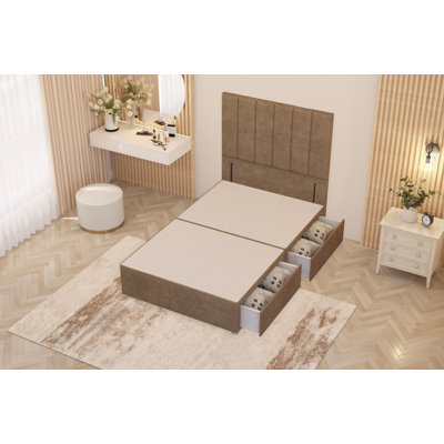 Asterin Divan Bed Base with 54" Floor Standing Headboard Plush Velvet