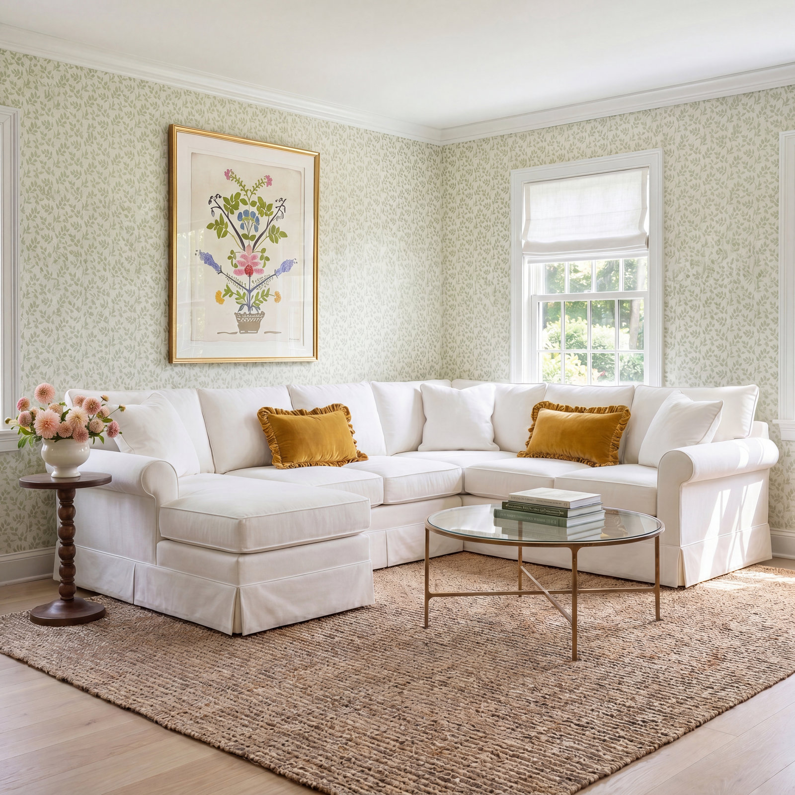 Friedman Upholstered Chaise U-Sectional, Right Hand Facing, Macarena Beige