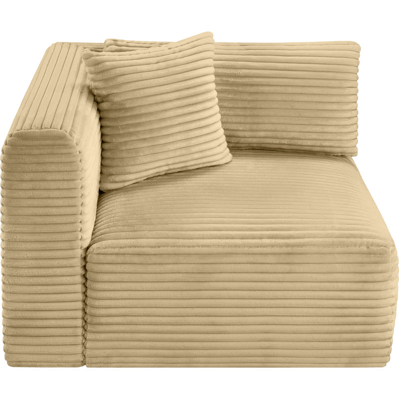 Fauteuil d'angle Carmean, Tissu velours côtelé brun clair